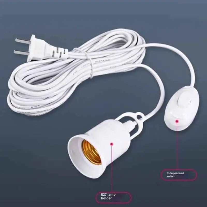 White 10A 250V 5/8M Lamp Bases Universal With Switch Led Bulb Socket Adapter Suspension E27 Screw Lamp Holder Accessories Tools
