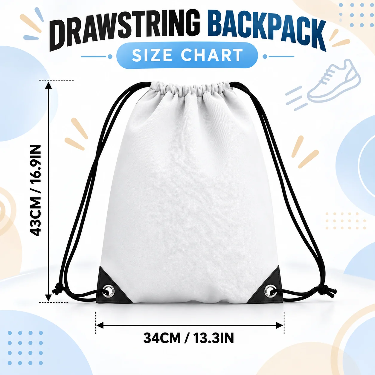 Custom Drawstring Backpack with Reinforced Corner, Personalized Any Image Print Sack Bag for Sports Travel Gym