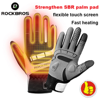 ROCKBROS Warm Bicycle Women Men's Gloves Winter SBR Touch Screen USB Heated Gloves Windproof Plam Breathable Motor E-bike Gloves