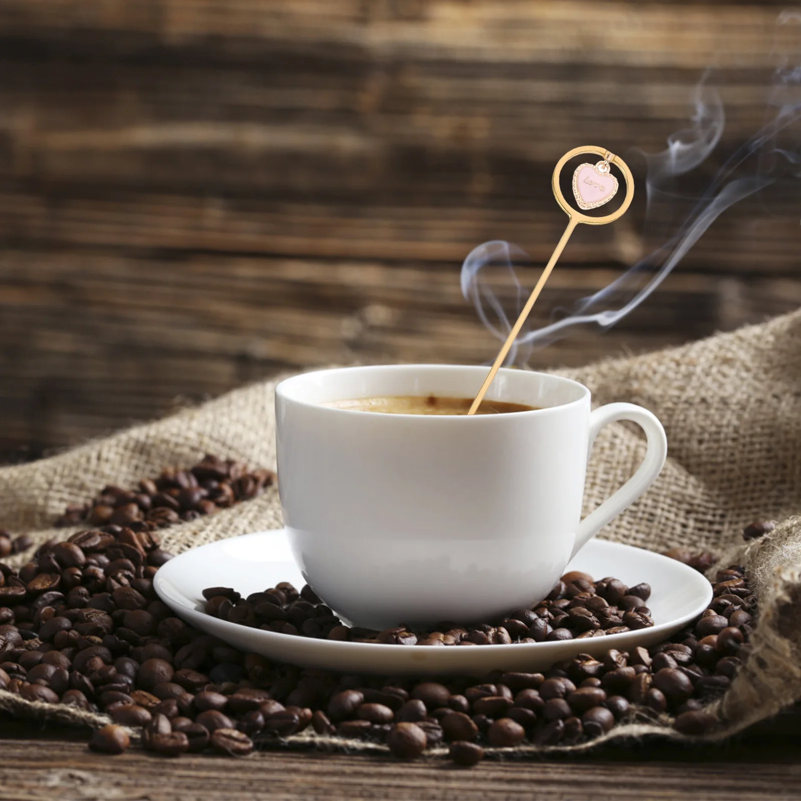 

6Pcs Christmas Coffee Spoons Stainless Steel Heart Pendant Mixing Stirring Gift Set Christmas Coffee Spoon Xmas Gift Spoons