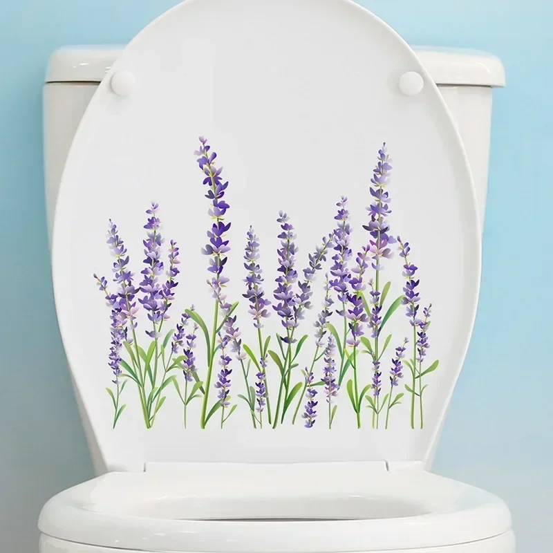 Plants Flowers Lavender Wall Stickers Toilet Wall Stickers Background Wall Decorations Bathroom Wall Stickers Self-adhesive