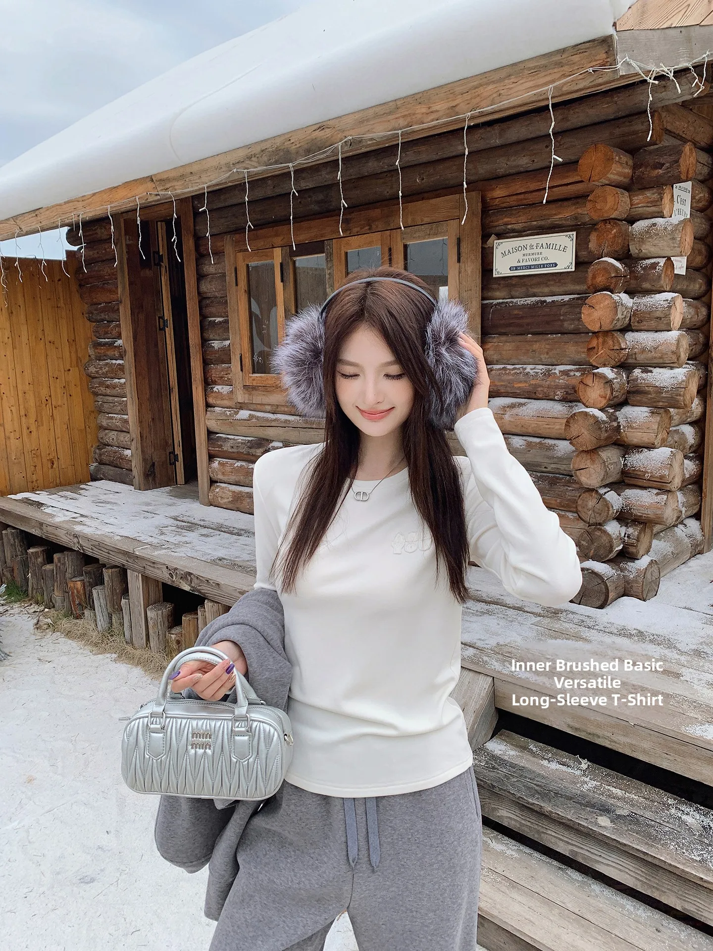 

Женская трикотажная белая футболка Ms.Daoge Long Sve Fce, повседневная облегающая круглая футболка Ne, мягкий удобный топ для внутренней одежды для осенней...