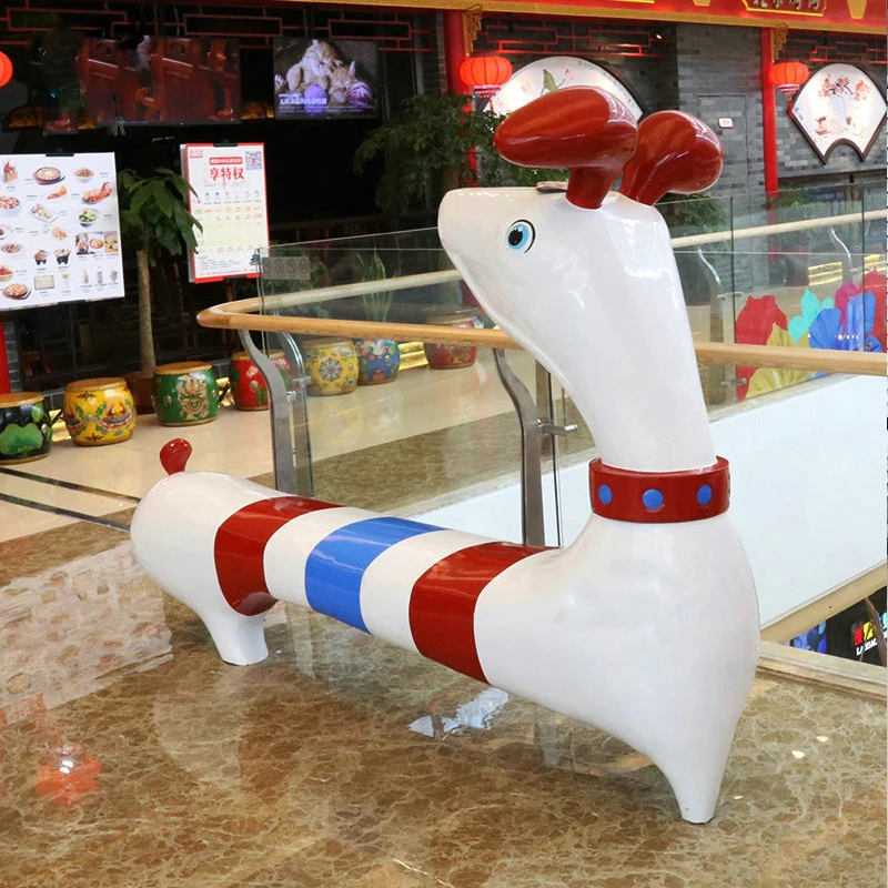 Fiberglass stools, panda and puppy chairs, leisure chairs, kindergarten playground, Meichen outdoor cartoon rest chairs