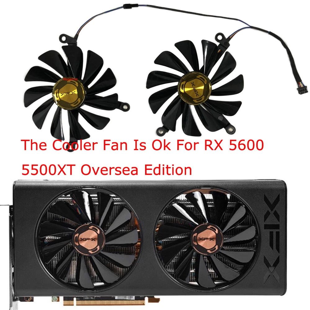 2Pcs/Set 95mm FDC10U12S9-C VGA GPU Fan For XFX RX 5500 XT 8/4GB RX5600XT 6GB Graphics Card Replace CF1010U12S