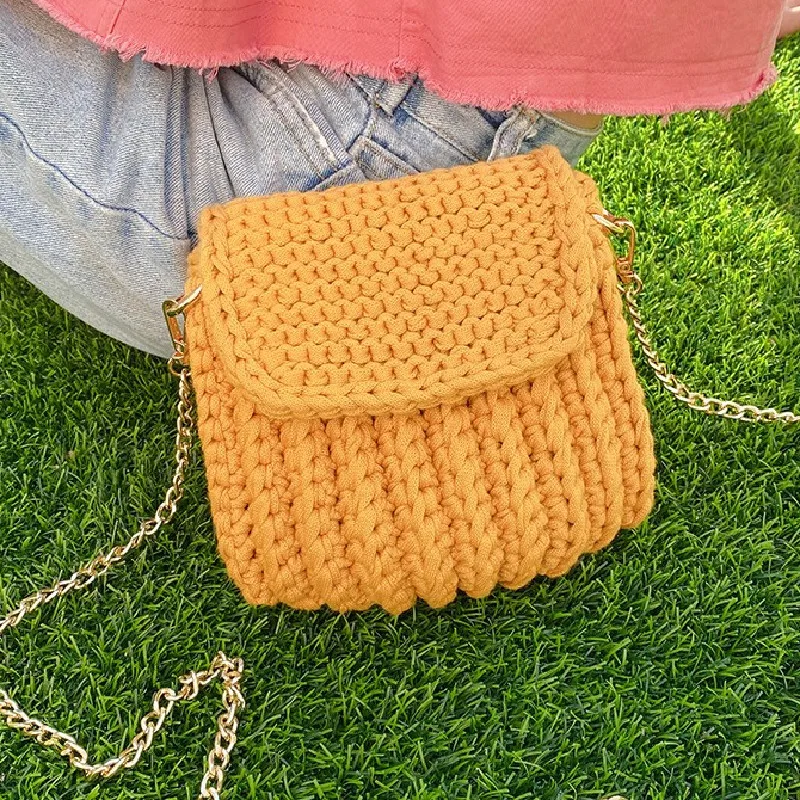 Hand woven messenger bag, snack bag, make-up bag, knitting bag, backpack, towel bag, wallet, exquisite and lovely