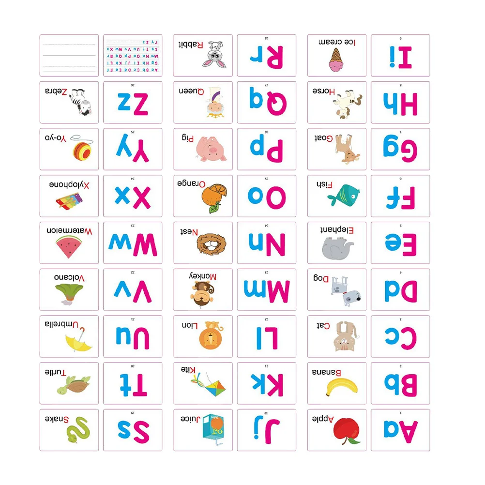 27pcs Early Education English Learning Cards Kids Alphabet Recognition Flash Cards Durable Children Cognition Memory Game Puzzle