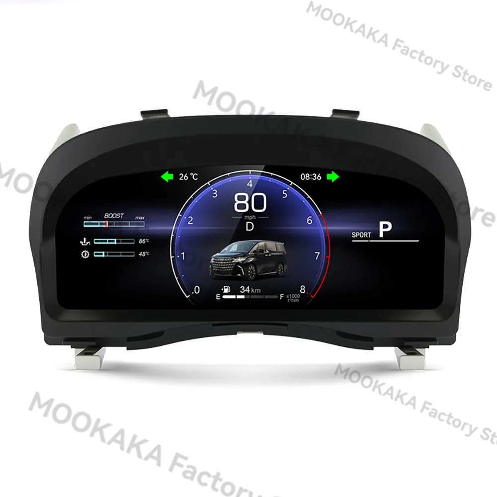 With Carplay Android Auto Camera For Toyota Alphard 2015~2022 LCD Dashboard Instrument Digital Cluster Panel Linux Speed Meter