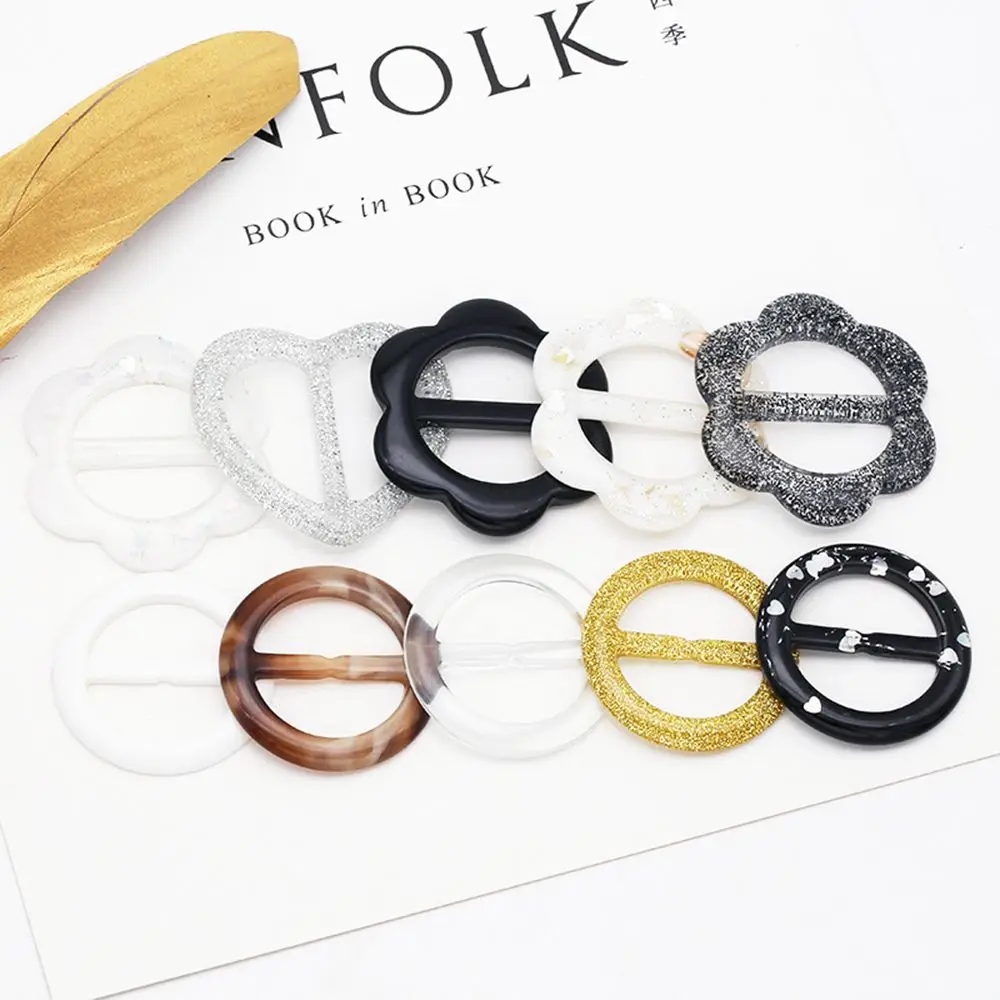 Simple Scarf Ring Flower Round Clothes Decoration Garment Accessories Resin Scarf Buckle T Shirt Clips Garment buckle DIY