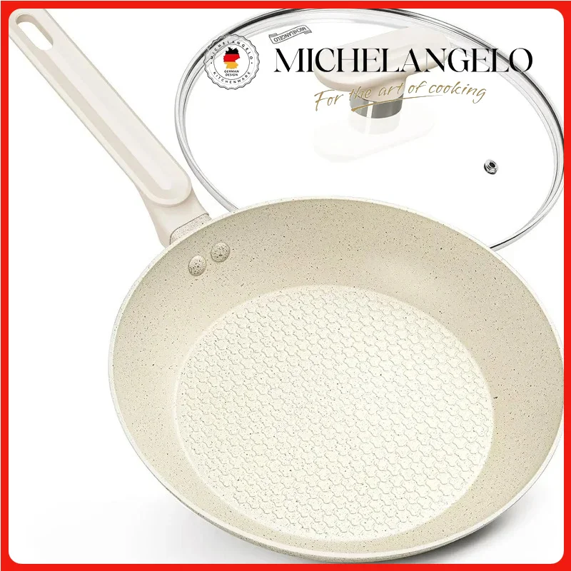 

MICHELANGELO Nonstick Granite Coatings Frying Pan 12-inch Frying Pan with Lid Anti-scalding Bakelite Handle Induction Compatible