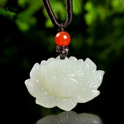 

Afghanistan lotus pendant men's and women's jade flower blooming rich pendant jade pendant