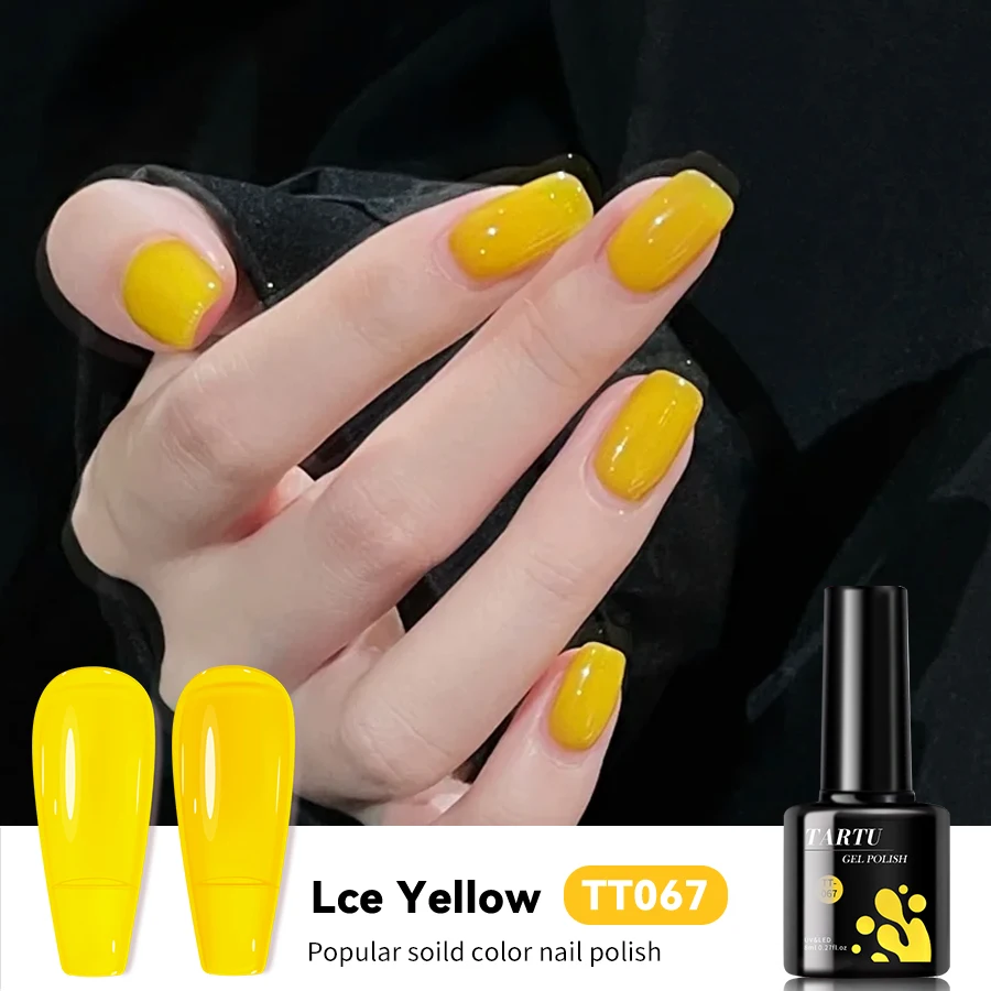 TARTU 8ml jelly gel nail polish, lemon yellow jelly gel nail polish, semi-permanent, suitable for home manicure DIY