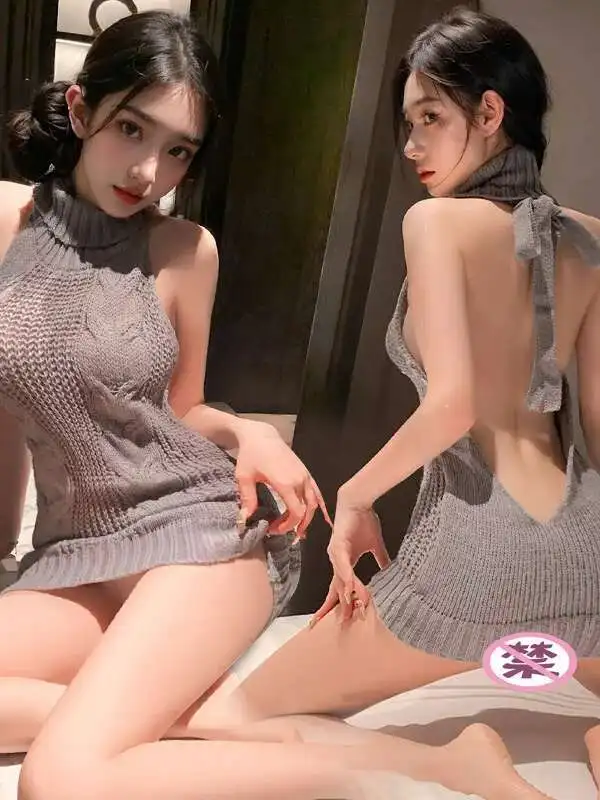 الربيع/الصيف المرأة شارع العليا نمط مثير سترة محبوك سترة مع مفتوحة الظهر عالية طوق محبوك سترة فستان لطيف CN2W