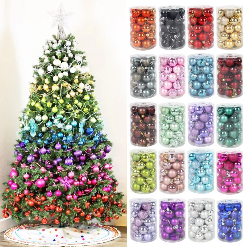 34pcs 4cm Christmas Balls Christmas Tree Decoration Ornament for Home Decor Hanging Pendant New Year Gift Noel Navidad Xmas Ball
