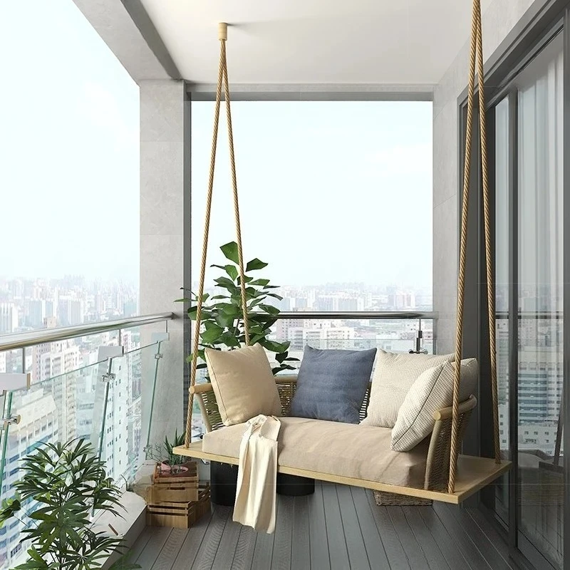 Hanging chair swing indoor adult hanging basket rattan chair balcony rocking chair single courtyard outdoor swing woven rattan