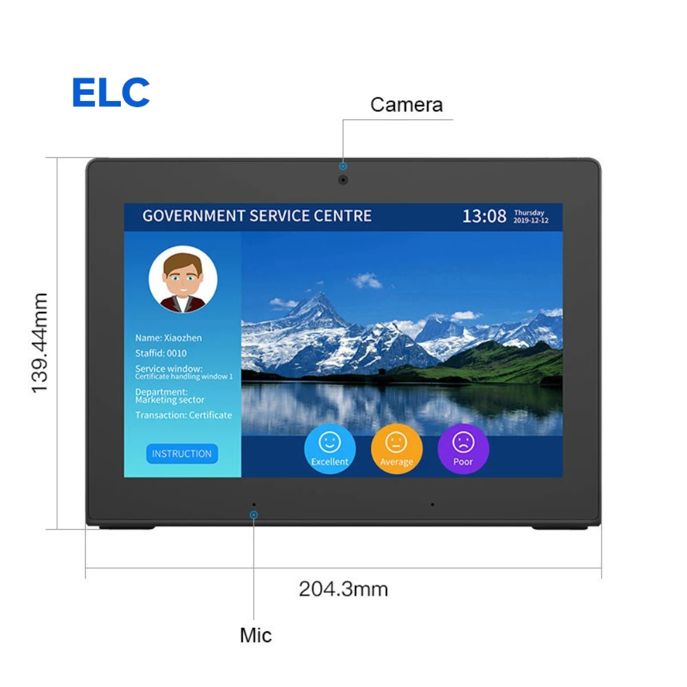 WL8027T 10.1 Tablet de mesa de mesa Rk3128 Touch Pc 10.1 L Tipo Pos Tablet
