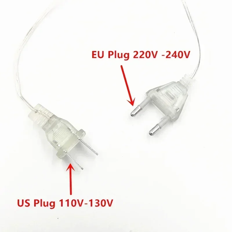 Guirnalda de luces LED de malla con enchufe europeo o estadounidense, guirnalda de luces para ventana, cortina, luz de hadas navideña, decoración para fiestas de bodas y vacaciones