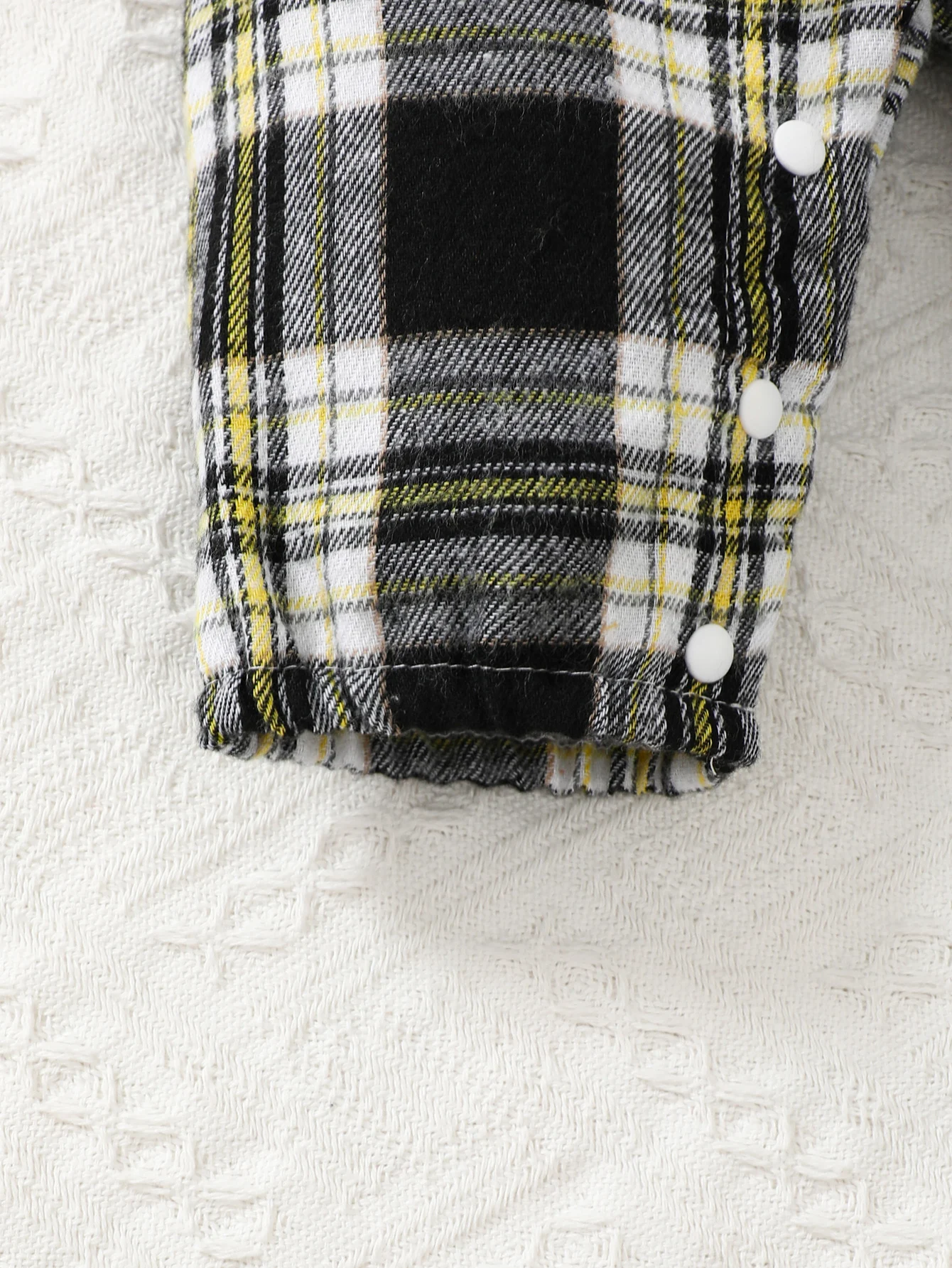 Newborn Literary Style Boy Baby Lapel False Strap Black Plaid Color Matching Jumpsuit Long Sleeve Button Cardigan Pantyband Hat
