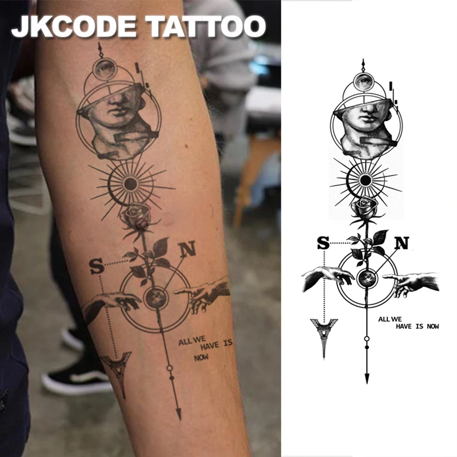 

Травяная татуировка Художественная татуировка Микеланджело Дэвид Пластырь Голова Роза Цветок Глобус Latitude и Longitude Буквенный узор Временная татуировка Крутой стиль для мужчин и женщин Татуировка на руки и ногу Долговечная водонепроницаемая для 15 дн