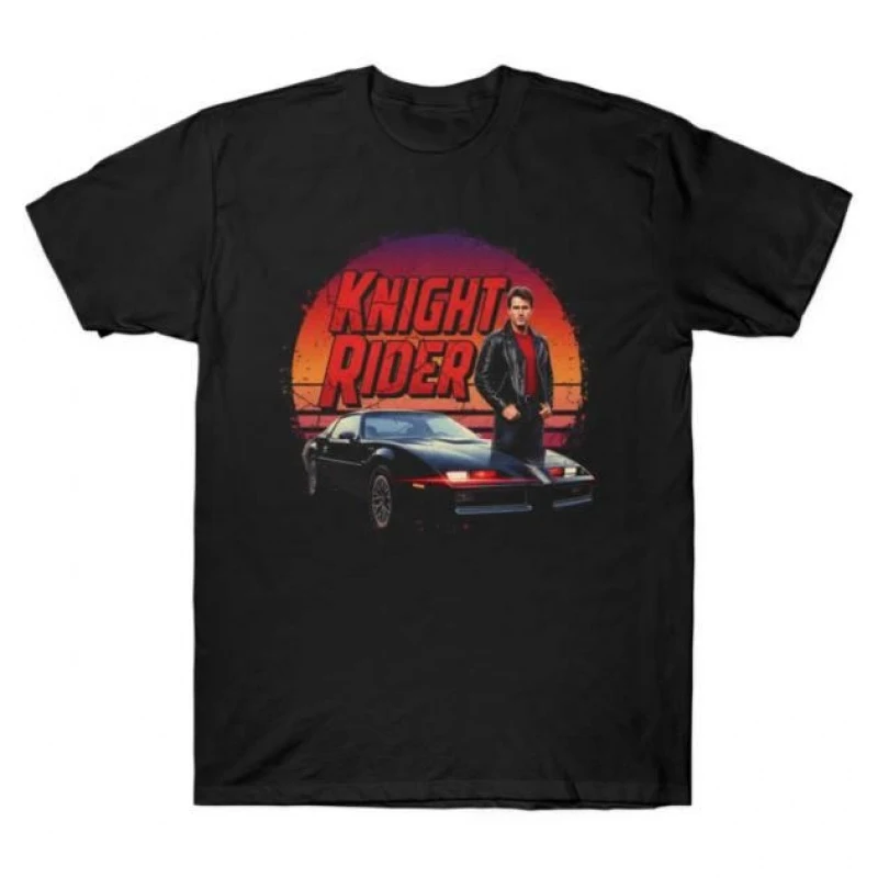 

0421 Knight Rider 1982 Retro Car Gift t shirt 100% cotton printed tee Short Sleeve Graphic Clothes All size tops S-6XL