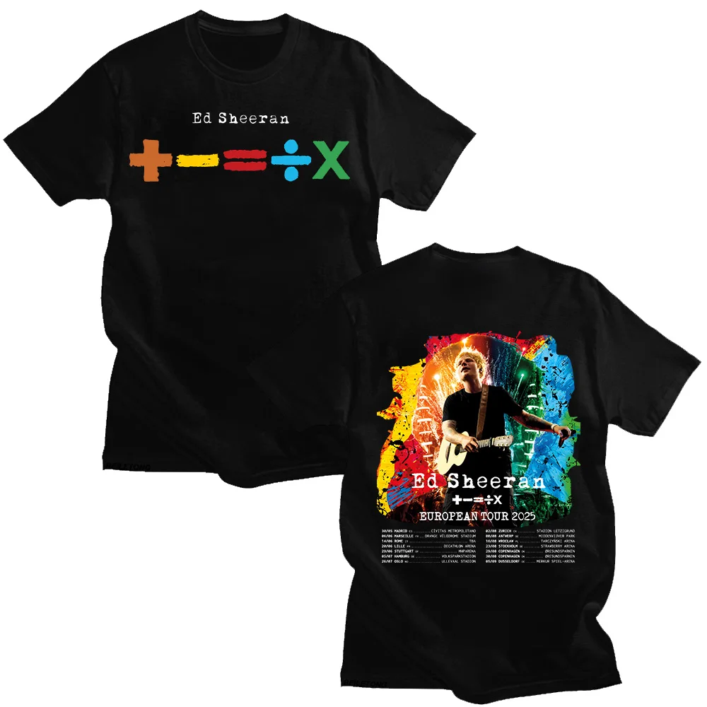 

Ed Sheeran European Tour 2025 T-shirts Men's and Women's Print Cotton Clothing O Collar Short Sleeve Loose Fashion Tshirt