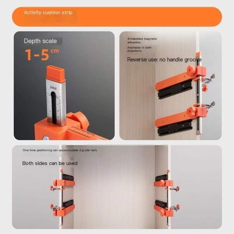 

Adjustable Drawer Rail Assistant Drawer Rail Quick Positioning Punching Installation Drawer Slide Jig Mounting Woodwork Tool