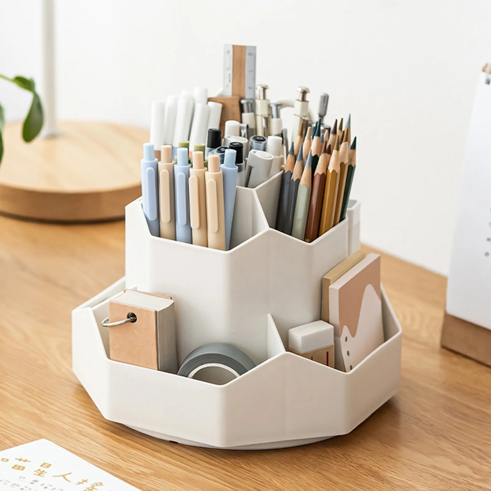 360Rotating Multilayer Pen Holder Large Capacity Desktop Organizer Plastic Storage Box for Student Office Stationery Accessories