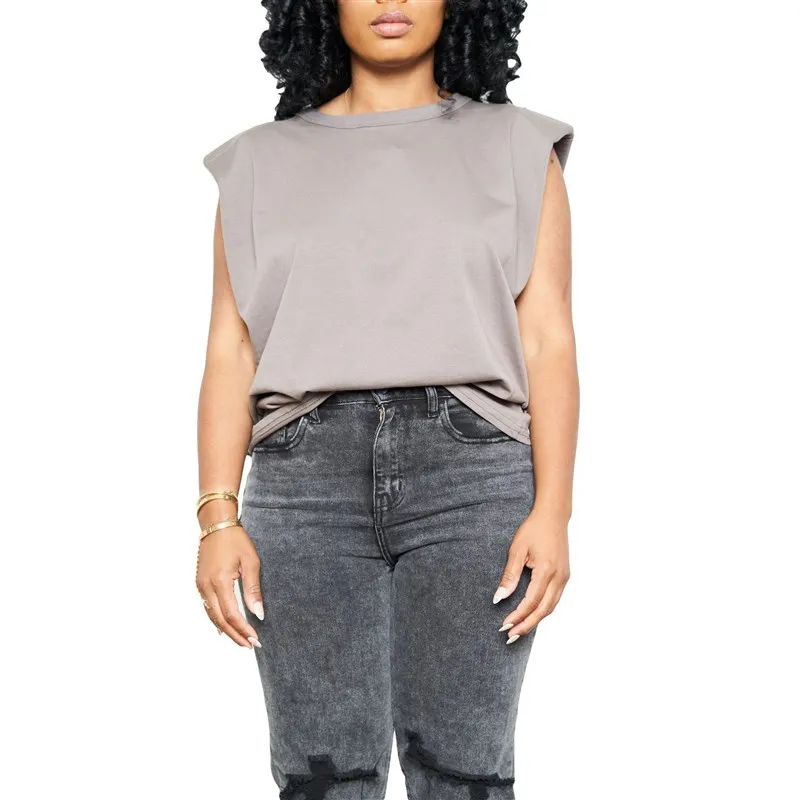 الأوروبية Sle المرأة Faion تي شيرت بلايز Ins Sle AL7 oulder القطن Svel هوديي لون نقي ملابس الشارع الشهير غير رسمية #4