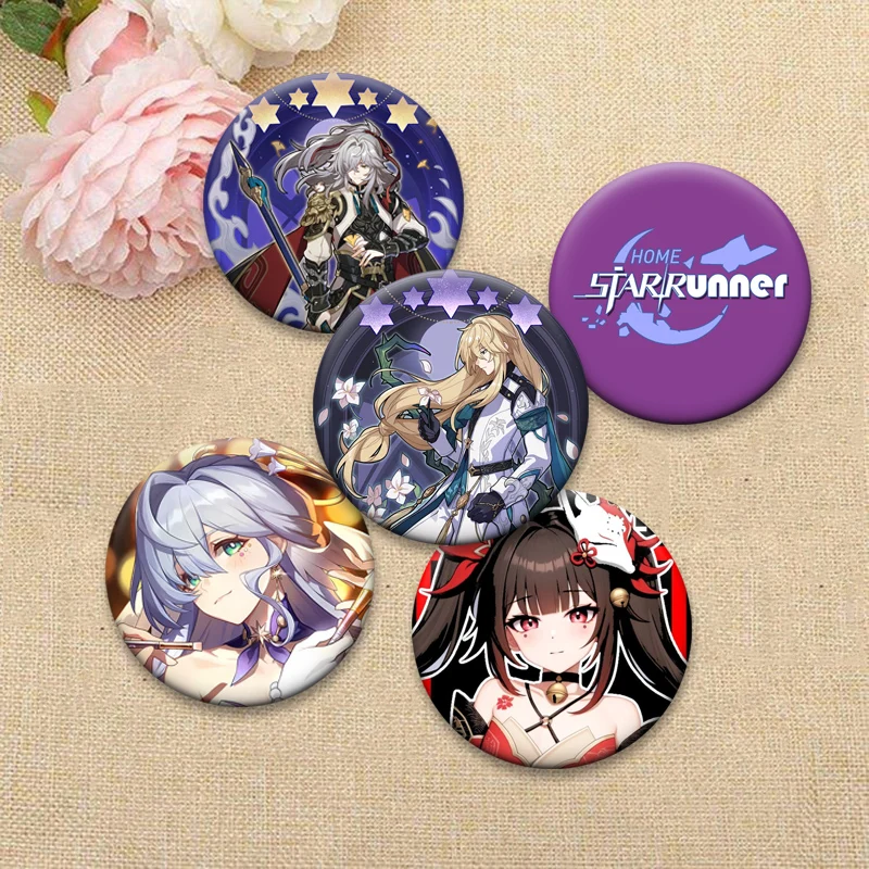 Robin,Sunday,Kafka,Herta,Himeko,Stelle Cartoon Badge Game Honkai Star Rail Anime Brooches Round Pins for Backpack Accessorys