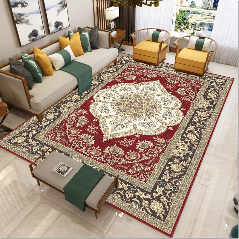 

Bohemian Ethnic Style Retro Carpet American Style Living Room Coffee Table Mat Bedroom Decor Bedside Carpet