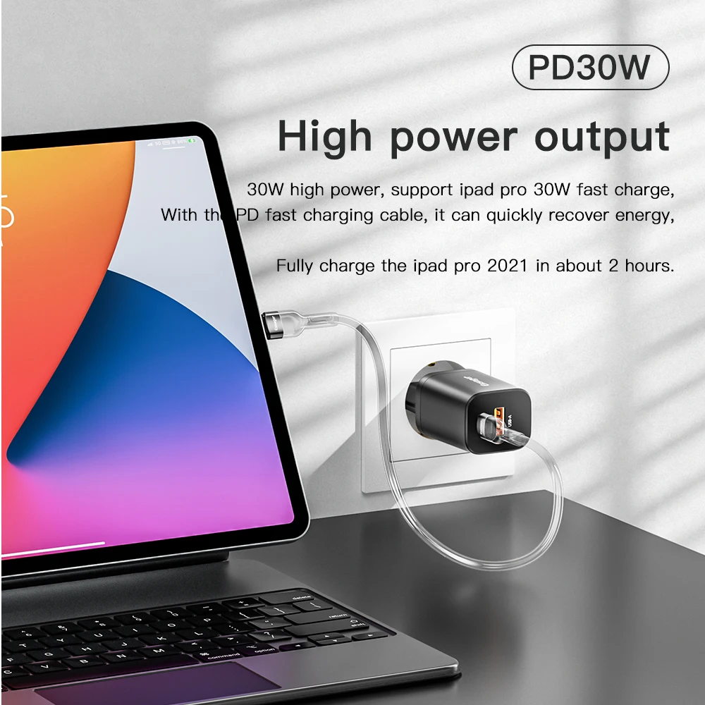 Essager-USB Type-C充電器,30W,デュアルポート3.0,iPhone 14/13/iPad/Xiaomi用の高速ミニアダプター