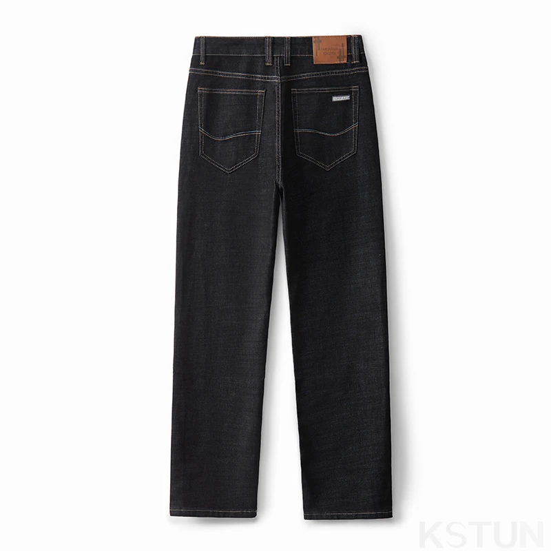 KSTUN Extra Long Jeans Men Dark Blue Straight Cut Business Casual Extended Length Denim Pants For Man Full Trousers Male Jeans