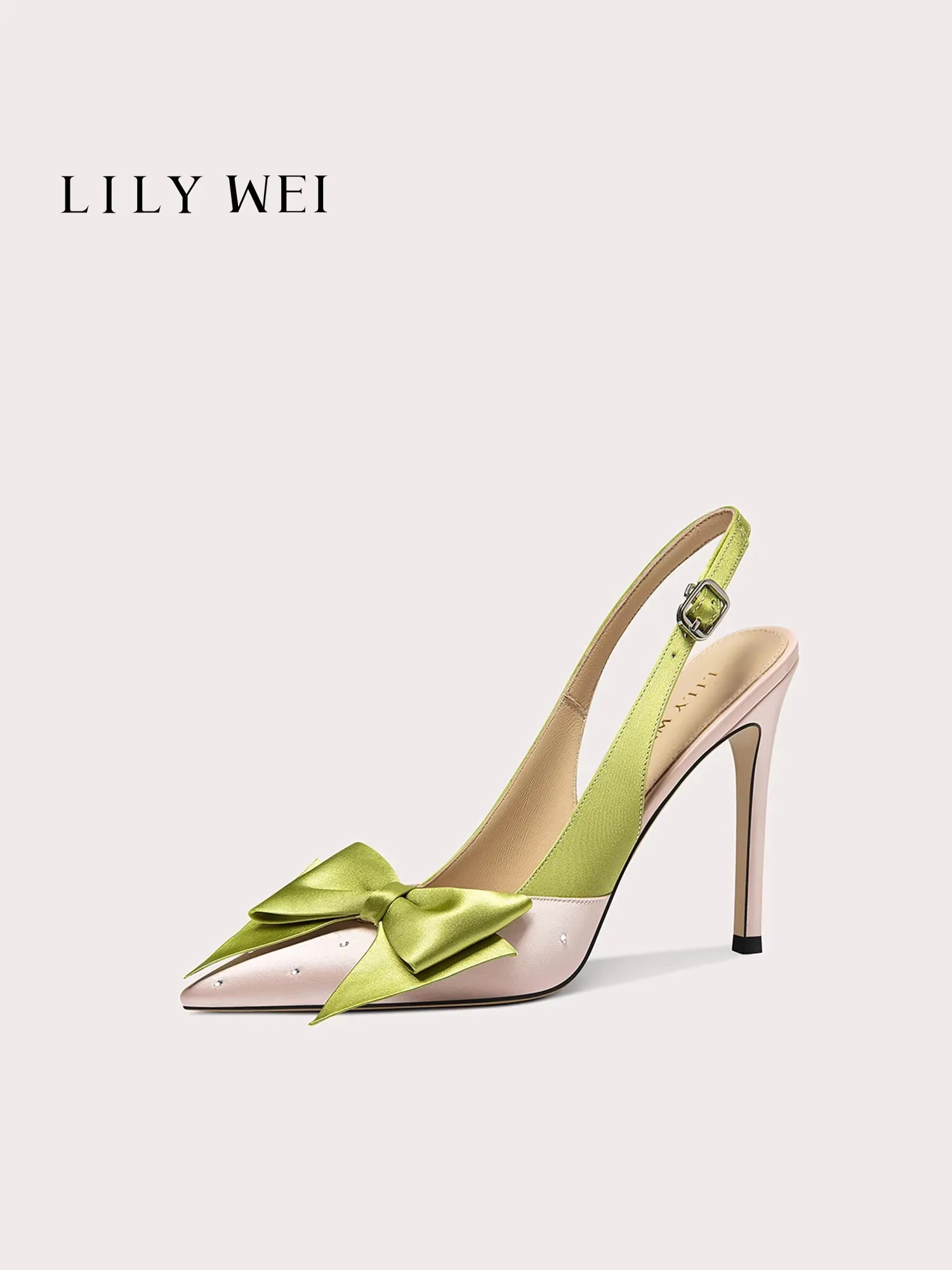 

Spring and summer new pointed toe satin bow rhinestone sandals banquet large size small size thin high-heeled women's shoes
