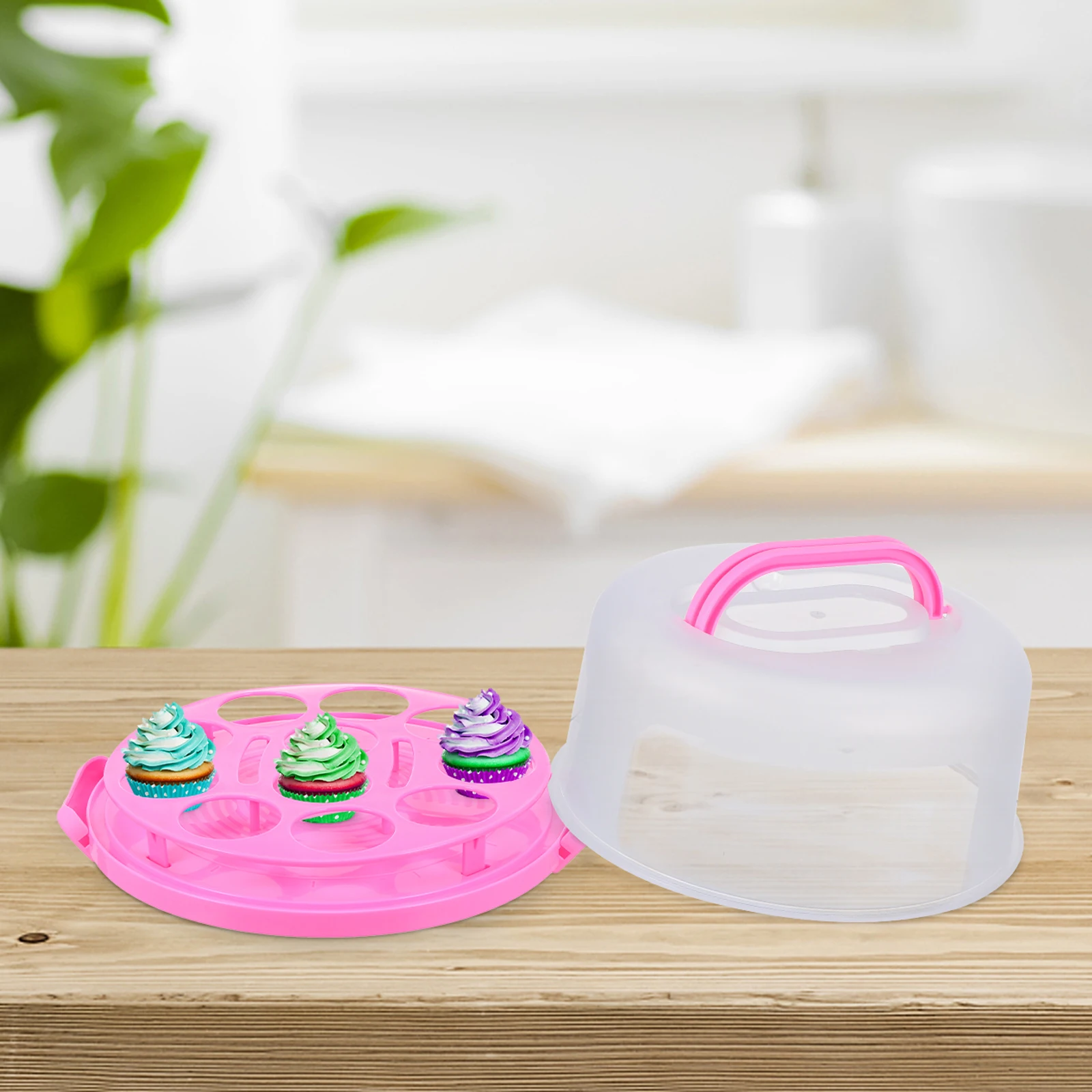 

Cake Box Reusable Carrier Portable Cupcake Boxes Storage Containers Airtight with Handle Holder Thicken Transport