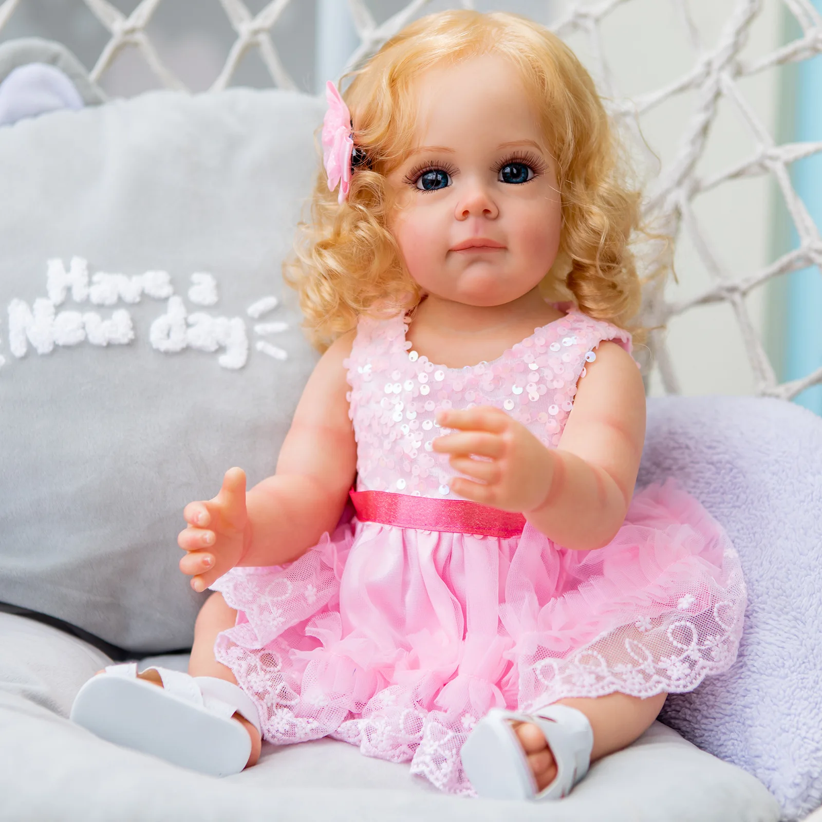 

Whole Body Silicone Baby Reborn Dolls Waterproof Toddler Girl Princess Lifelike Sof Touch Hand-Detailed Paint 3D Visible Veins