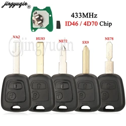 jingyuqin 2 Buttons Car Remote Key ID46 4D70 for Citroen C1 C3 Peugeot 107 Toyota Aygo 2005-2014 433MHz VA2 HU83 NE72 NE78 SX9