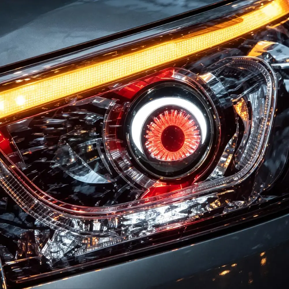 Remote Control Dynamic Devil Eye LED Headlight Multicolor Changing Animated Car Motorcycle Retrofit Front Light Decor