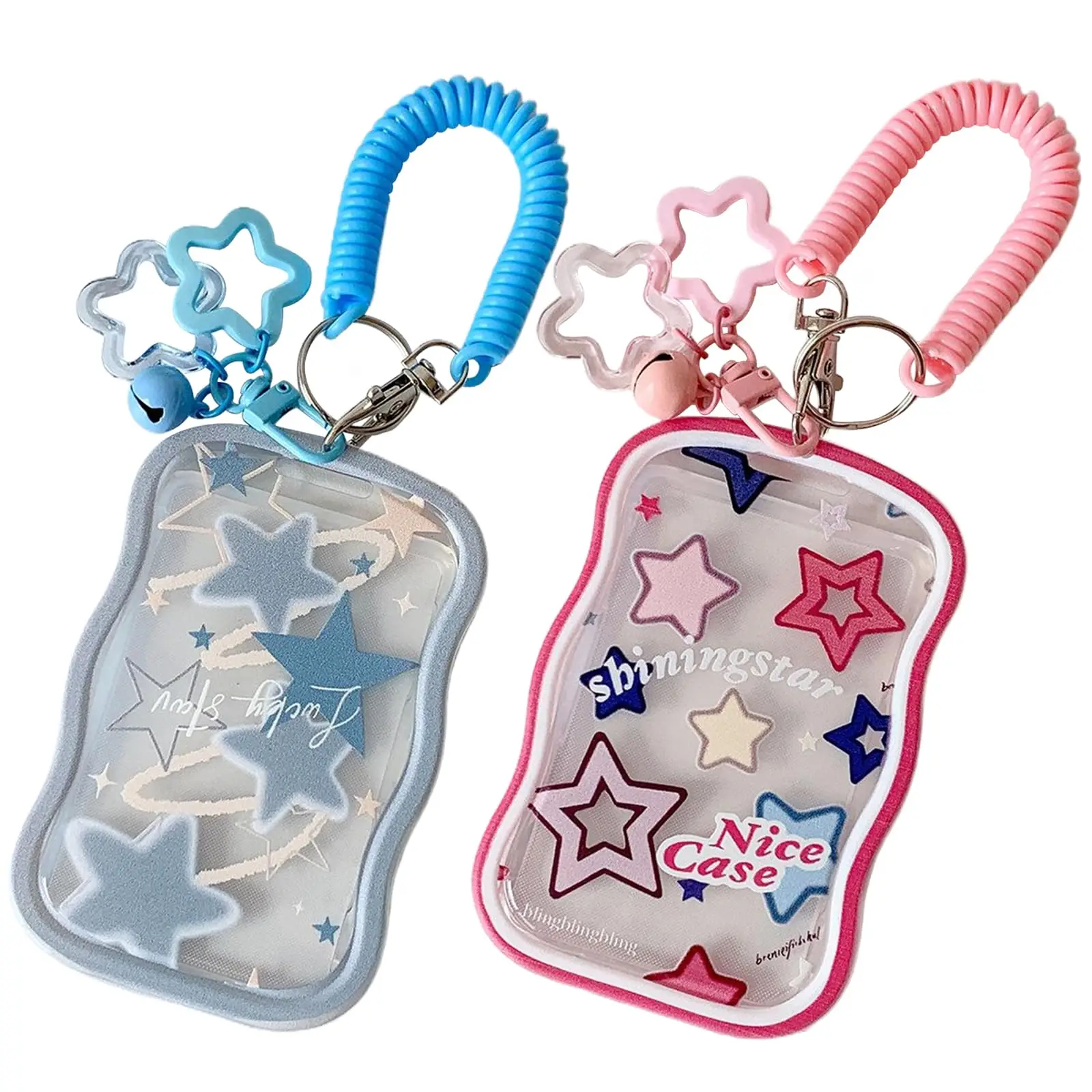 Creative Lucky Stars Photocard Holder Keychain Protective Sleeves Transparent Cover Case for Bus Card Student ID Photo Display