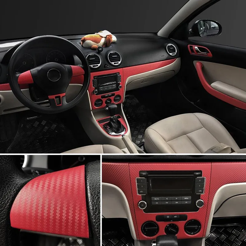 3D Red Carbon Fiber Vinyl Wrap Film Roll with Air Release Adhesive Sticker Decal Motorbike Scooter Car Wrapping Foil view 3
