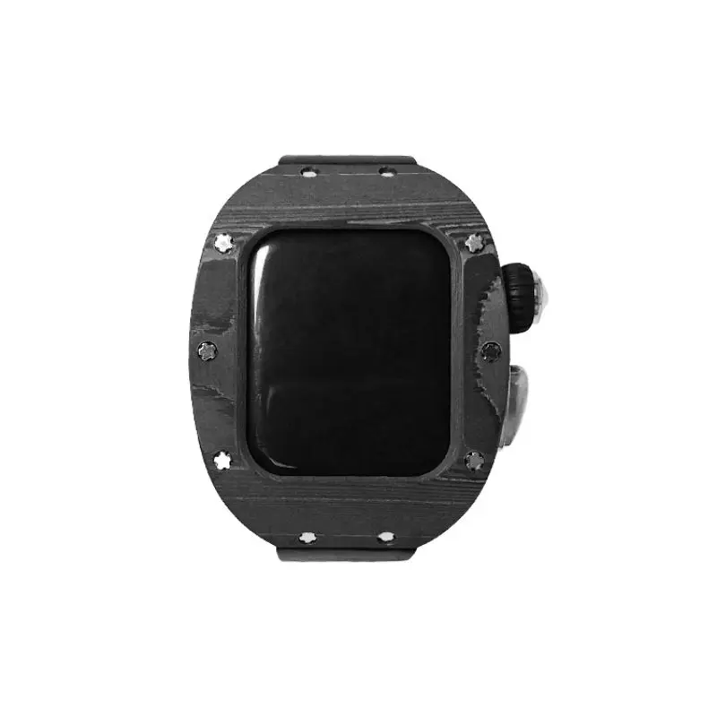 Luxury Tonneau Watch Carbon Fiber Titanium Alloy With Fluoro Rubber High-End Strap 41MM Modification Kit For Apple Watch Case