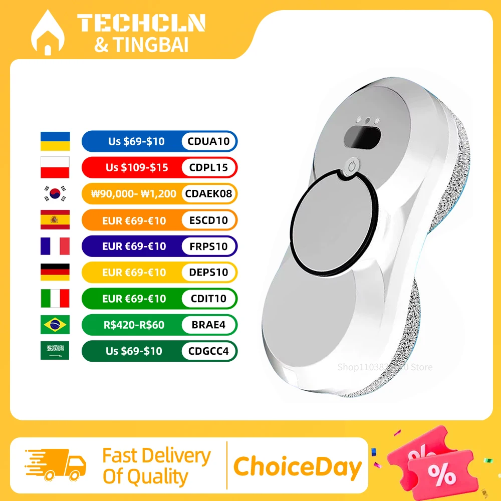 Smart Window Cleaning Robot Vacuum Glass Cleaner Automatic Appliance with Auto Water Spray for Home