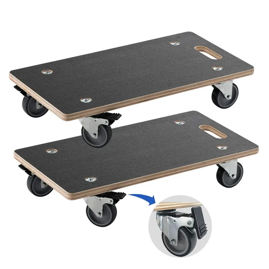 

Противоскользящая тележка для перевозки мебели из фанеры с 2 поворотными и 2 стопорными колесами, деревянная тележка грузоподъемностью 250 кг, 2 штуки в комплекте, Widel