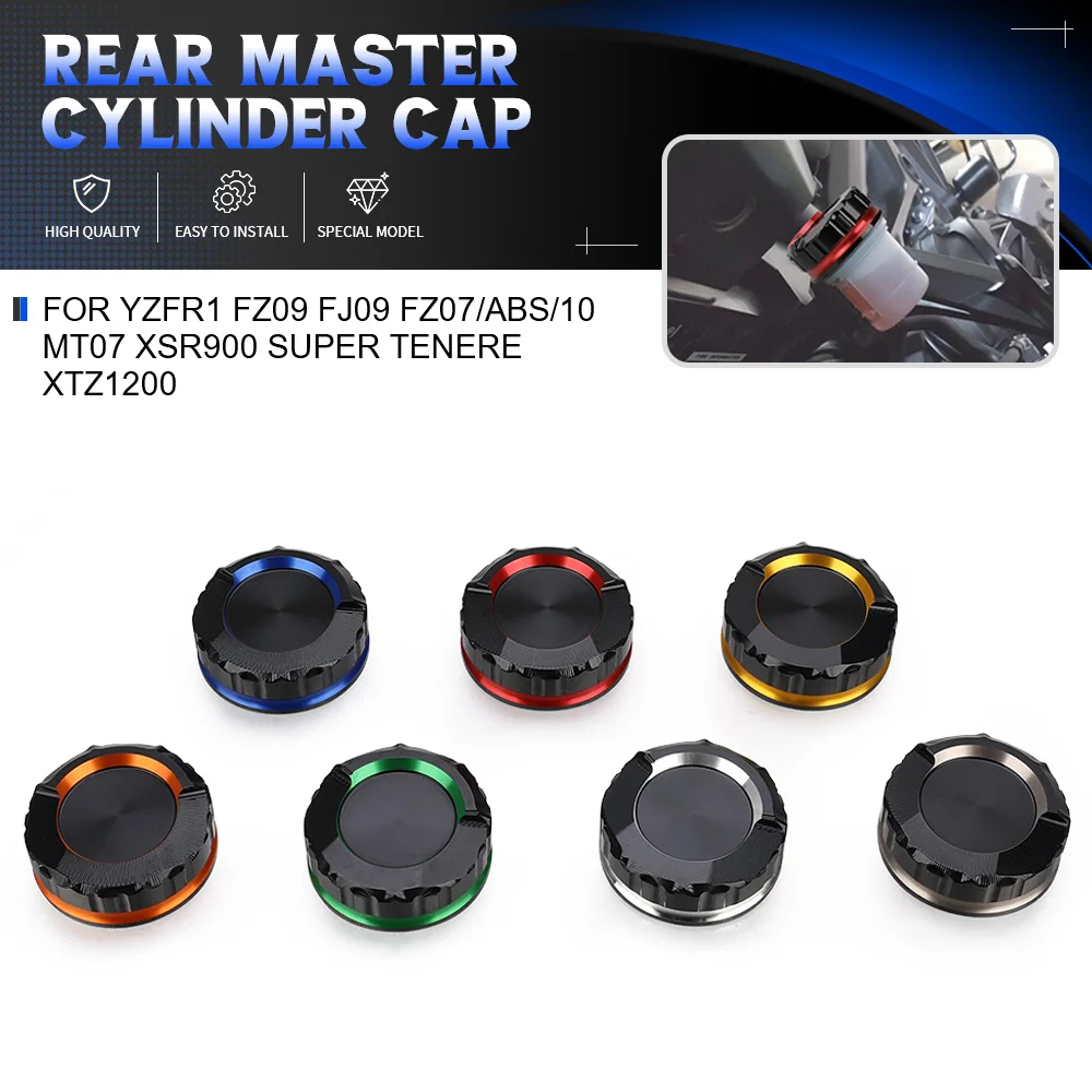 

For YAMAHA YZFR1 FZ09 FJ09 FZ07/ABS/10 MT07 XSR900 SUPER TENERE XTZ1200 Rear Brake Fluid Cylinder Master Reservoir Cover Oil Cap