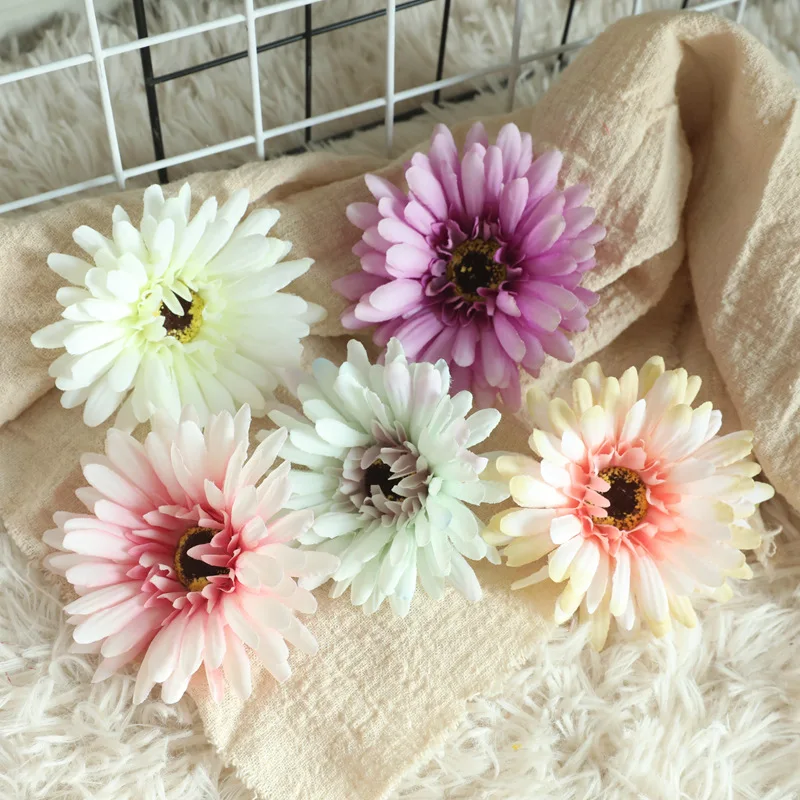 

10PCS White Daisy Artificial Flower Heads DIY Handmade Headband Hairclip Accessories Wedding Car Decoration Party Supplies