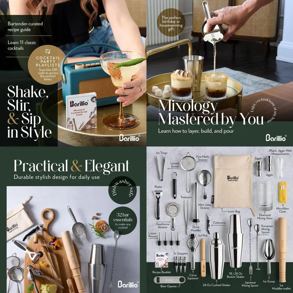 

Набор для приготовления коктейлей из высококачественной нержавеющей стали — 32 предмета для домашнего бармена