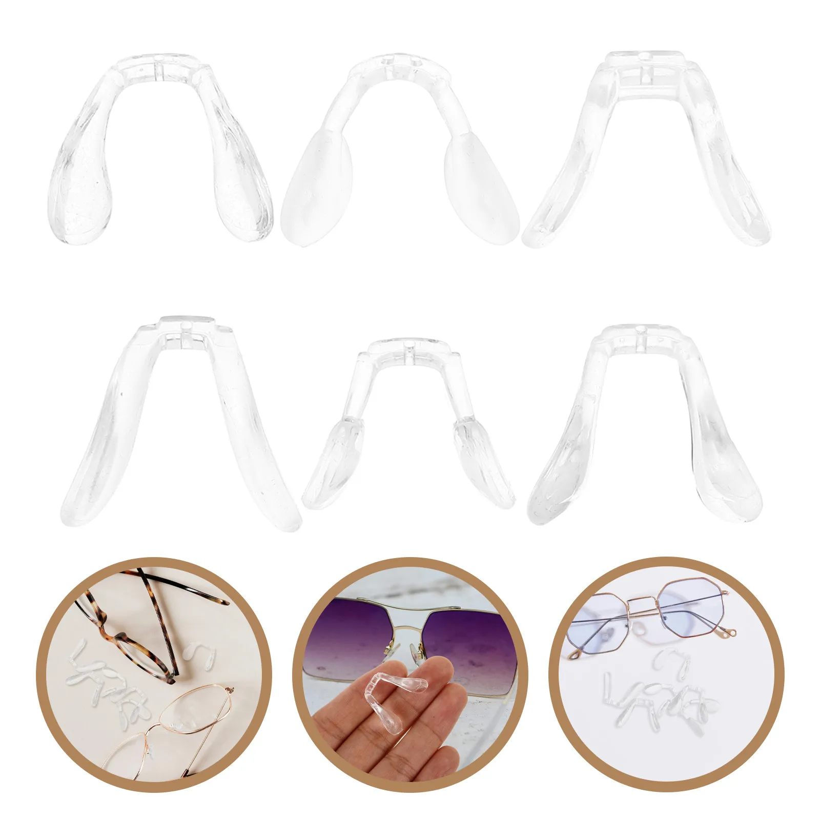 

6Pcs Glasses Nose Pads Silicone Replaceable Comfortable Eyeglass Nose Cushions Non-Slip Optical Frames Eyewear Accessories