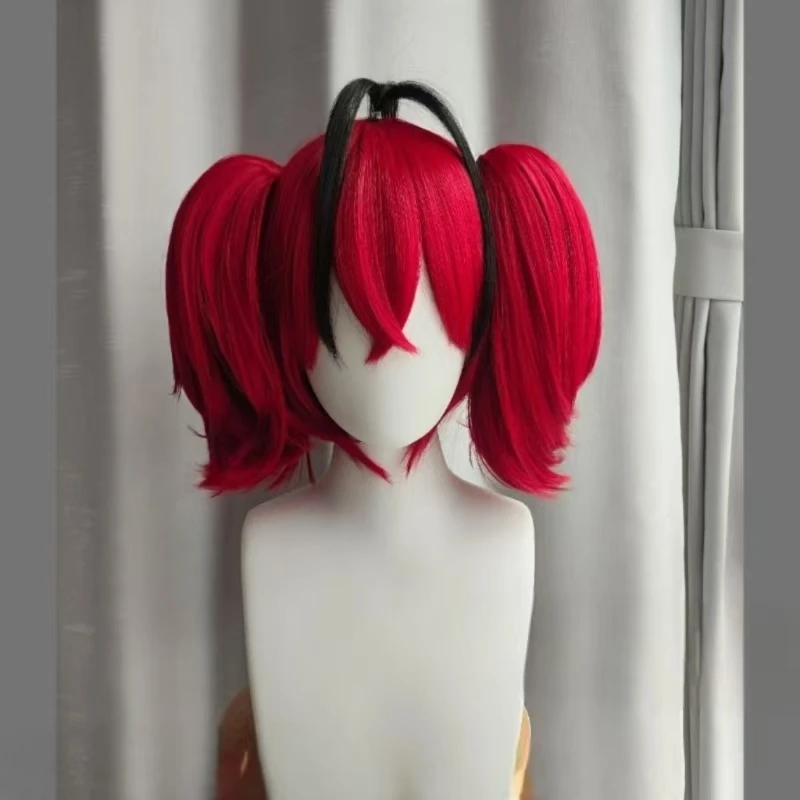 

Парик для косплея Аниме Aether Gazer Kurenai, красный, с двумя хвостиками, термостойкий, из синтетического волокна, с сеткой-розой, для косплееров на Хэллоуин