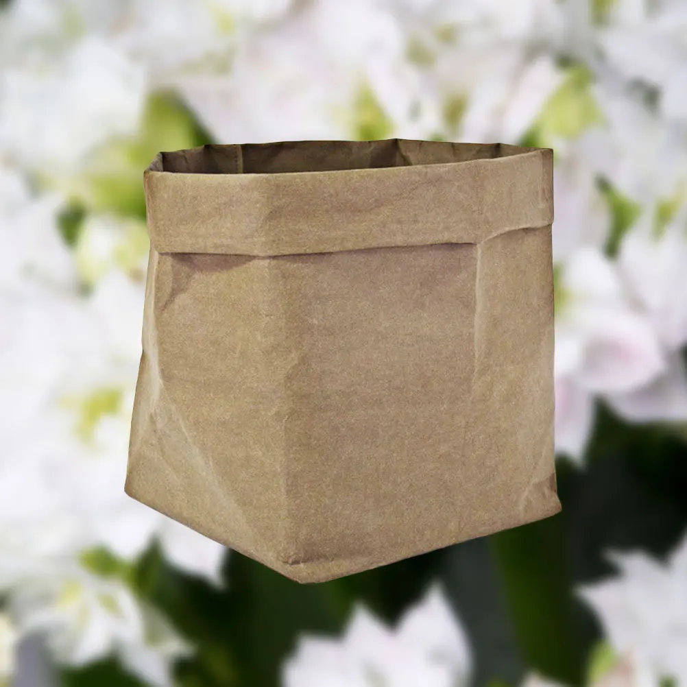 

Kraft Paper Flowerpot -Friendly Washable Durable Planter Bag For Decoration Storage Organizer Flowerpot Bags