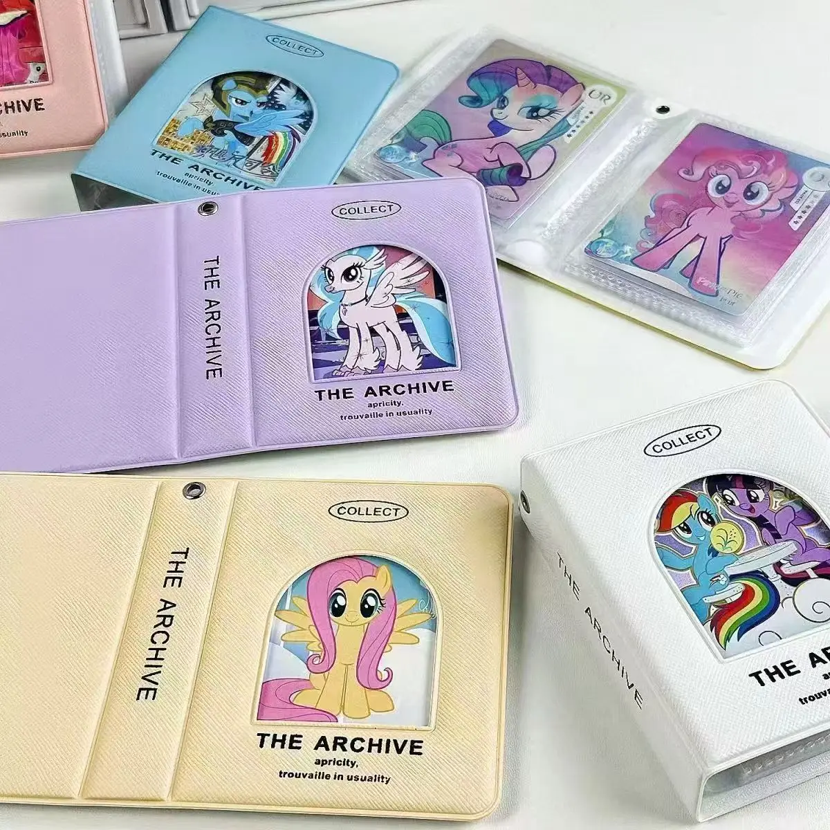 My Little Pony Card Book 40 Card Slot Mini Portable 1-grid Double-sided Storage Leather Multiple Colors Card Album Binder Holder
