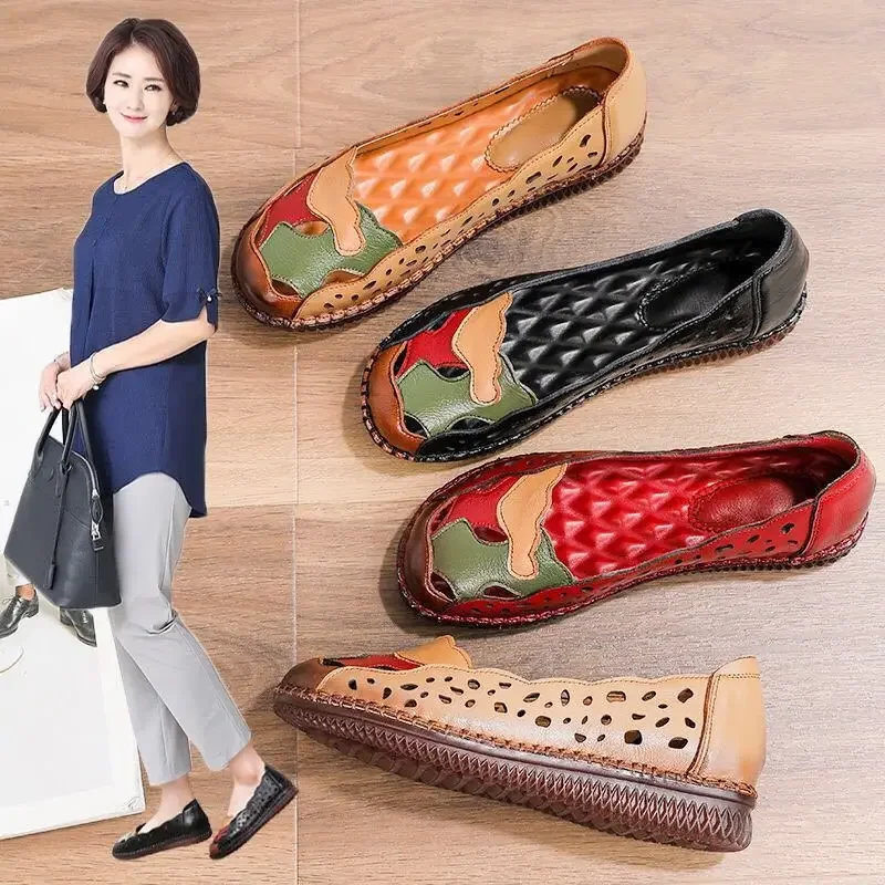 Women Fashion Sweet Soft Comfort Spring Hollow Out Flat Shoes Lady Casual Summer Light Weight Summer Shoes