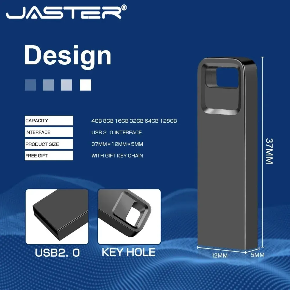 JASTER chiavetta USB in metallo nero 64GB Pen Drive ad alta velocità 32GB regali aziendali creativi Memory Stick Pendrive impermeabile 16GB